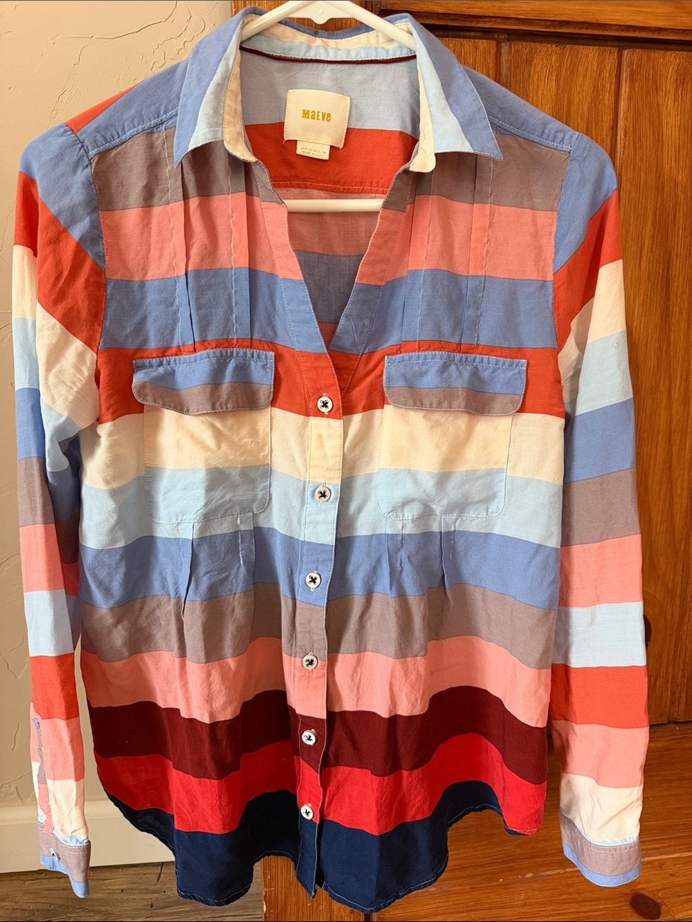 Maeve by Anthropologie Striped Button-Down Shirt – Women’s Size 6 – Colorful